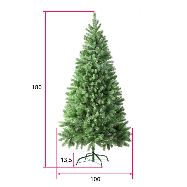 tectake® - levensechte Kunstkerstboom - 180 cm - standaard - Kerstboom - Dennenboom - 742 punten spuitgegoten naalden