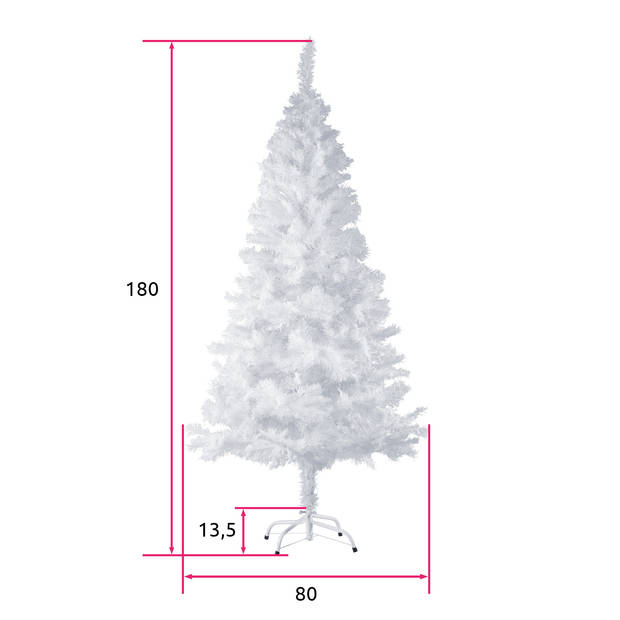 tectake® - witte Kunstkerstboom - 180 cm - incl. standaard - Kerstboom - Dennenboom - 533 punten - 402821