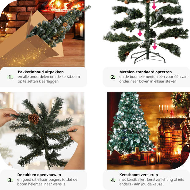 tectake® - Kunstkerstboom - 180 cm - incl. dennenappels - standaard - Kerstboom - Kunstkerstboom - 705 punten - 402822