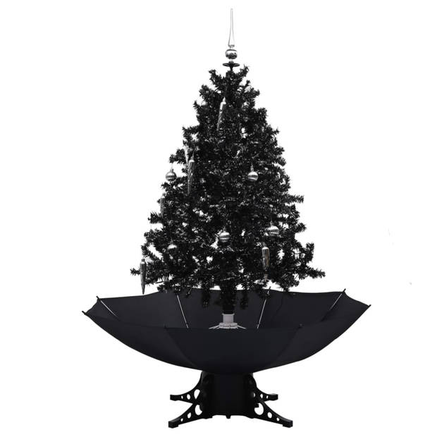 vidaXL Kerstboom sneeuwend met paraplubasis 140 cm PVC zwart