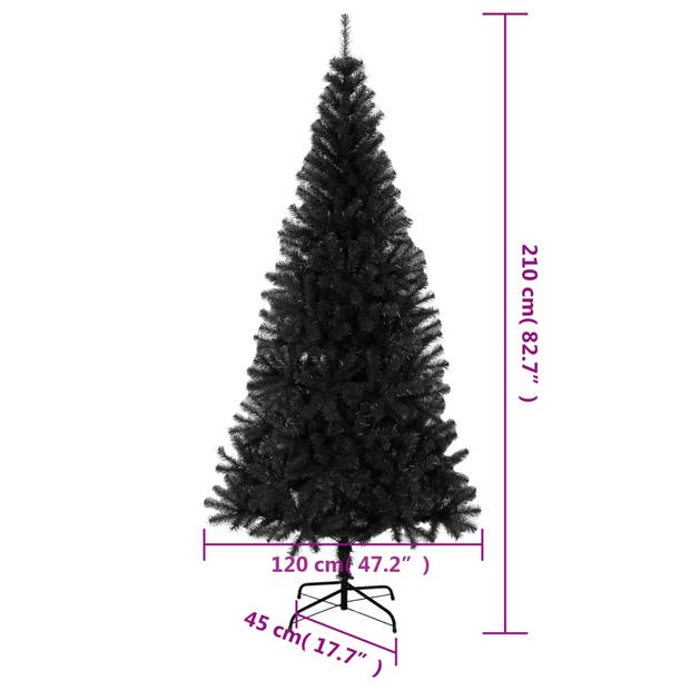 vidaXL Kunstkerstboom met standaard 210 cm PVC zwart