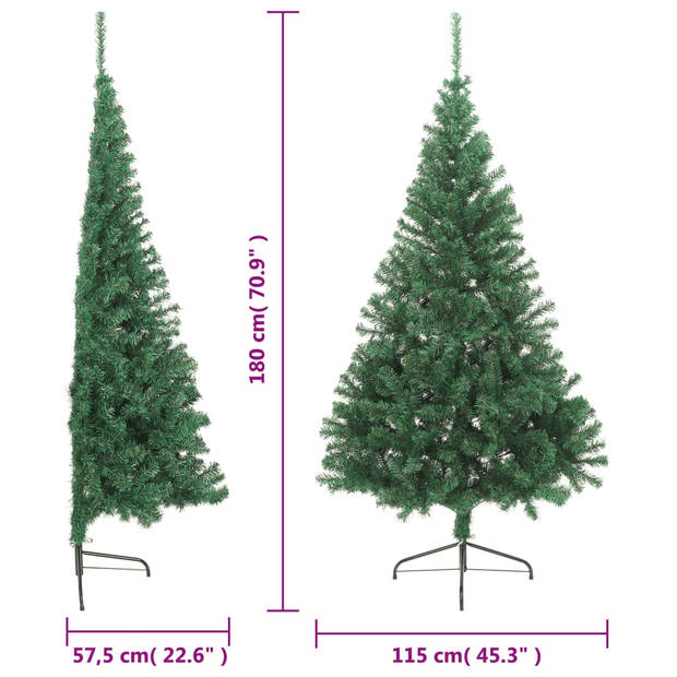 vidaXL Kunstkerstboom met standaard half 180 cm PVC groen