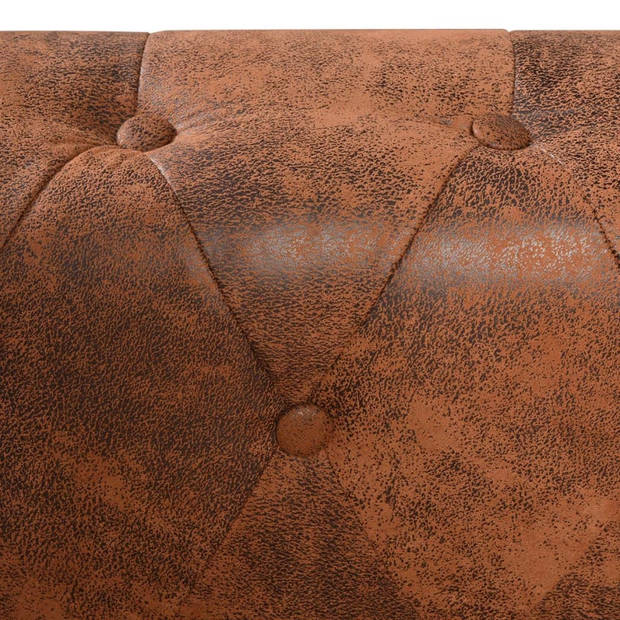 vidaXL Chesterfield hoekbank 6-zits kunstleer bruin