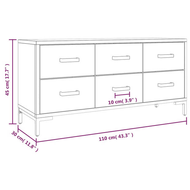 vidaXL Opberkast 110x30x45 cm massief grenenhout zwart