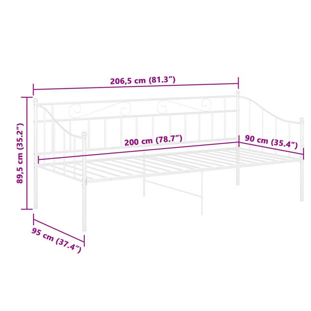 vidaXL Slaapbankframe metaal wit 90x200 cm