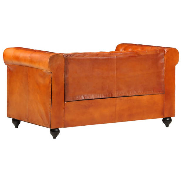 vidaXL Tweezitsbank Chesterfield-stijl echt leer tan