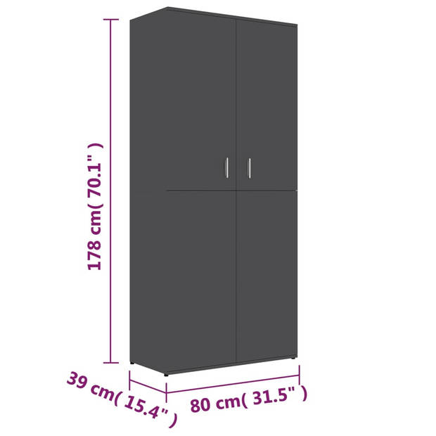 vidaXL Schoenenkast 80x39x178 cm bewerkt hout grijs