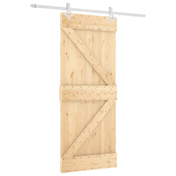 vidaXL Schuifdeur met beslag 85x210 cm massief grenenhout