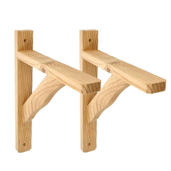 AMIG Plankdrager/planksteun van hout - 2x - lichtbruin - H280 x B230 mm - Tot 95 kg - Plankdragers
