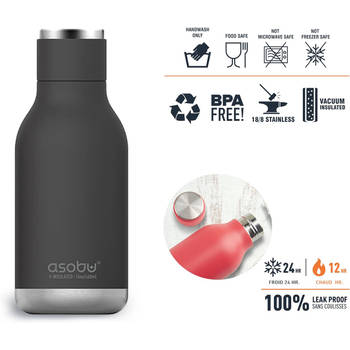 Asobu Urban Drink Bottle - zwart - 0.473 L