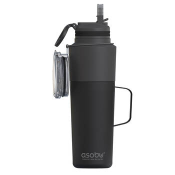 Asobu Twin Pack Bottle with Mug zwart, 0.9 L + 0.6 L (766439)