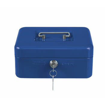 AMIG Geldkistje met 2 sleutels - blauw - staal - 15 x 11 x 7 cm - inbraakbeveiliging - Geldkistjes