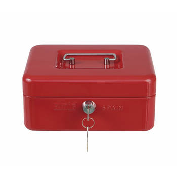 AMIG Geldkistje met 2 sleutels - rood - staal - 20 x 16 x 9 cm - inbraakbeveiliging - Geldkistjes