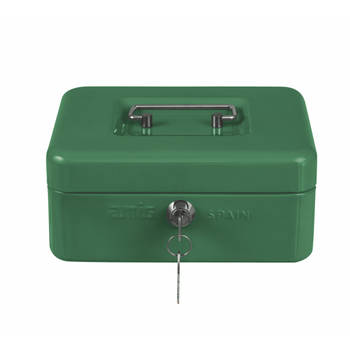 AMIG Geldkistje met 2 sleutels - groen - staal - 20 x 16 x 7 cm - inbraakbeveiliging - Geldkistjes