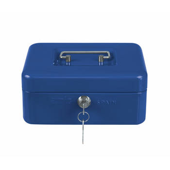 AMIG Geldkistje met 2 sleutels - blauw - staal - 20 x 16 x 9 cm - inbraakbeveiliging&nbsp; - Geldkistjes