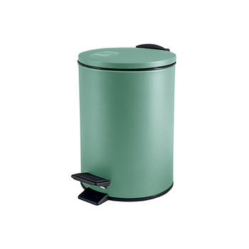 Spirella Pedaalemmer Cannes - salie groen - 3 liter - metaal - L17 x H25 cm - soft-close - toilet/badkamer - Pedaalemmer