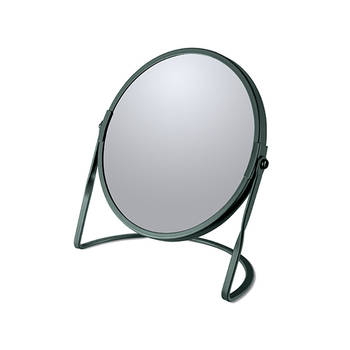 Make-up spiegel Cannes - 5x zoom - metaal - 18 x 20 cm - donkergroen - dubbelzijdig - Make-up spiegeltjes