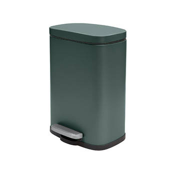 Spirella Pedaalemmer Venice - donkergroen - 5 liter - metaal - L21 x H30 cm - soft-close - toilet/badkamer - Pedaalemmer