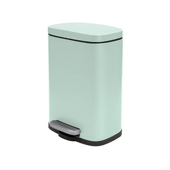 Spirella Pedaalemmer Venice - mintgroen - 5 liter - metaal - L21 x H30 cm - soft-close - toilet/badkamer - Pedaalemmers