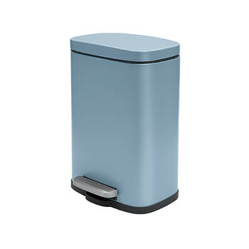 Spirella Pedaalemmer Venice - blauw - 5 liter - metaal - L21 x H30 cm - soft-close - toilet/badkamer - Pedaalemmers