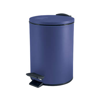 Spirella Pedaalemmer Cannes - blauw - 3 liter - metaal - L17 x H25 cm - soft-close - toilet/badkamer - Pedaalemmers