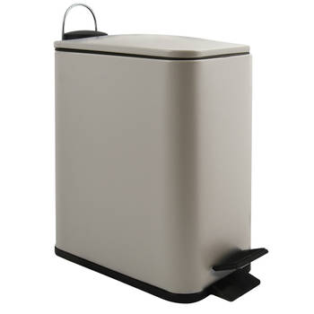 Spirella Pedaalemmer Paris - beige - 5 liter - metaal - L28 x B14 x H29 cm - soft-close - toilet/badkamer - Pedaalemmers