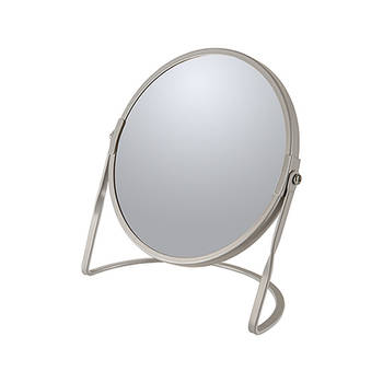 Make-up spiegel Cannes - 5x zoom - metaal - 18 x 20 cm - beige - dubbelzijdig - Make-up spiegeltjes