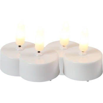 Countryfield LED kaarsjes theelichtjes - 4x stuks - wit - warm wit - LED kaarsen