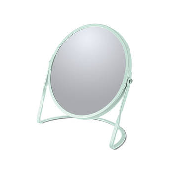 Make-up spiegel Cannes - 5x zoom - metaal - 18 x 20 cm - mintgroen - dubbelzijdig - Make-up spiegeltjes