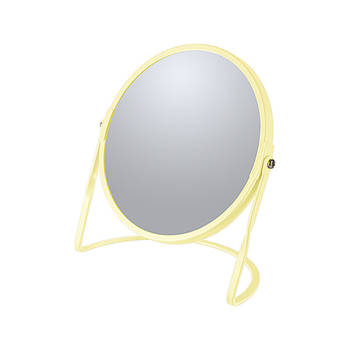 Make-up spiegel Cannes - 5x zoom - metaal - 18 x 20 cm - geel - dubbelzijdig - Make-up spiegeltjes