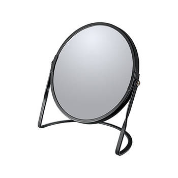 Make-up spiegel Cannes - 5x zoom - metaal - 18 x 20 cm - zwart - dubbelzijdig - Make-up spiegeltjes
