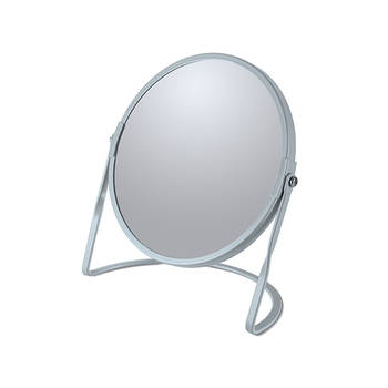 Make-up spiegel Cannes - 5x zoom - metaal - 18 x 20 cm - ijsblauw - dubbelzijdig - Make-up spiegeltjes