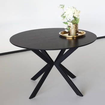 Eettafel rond Ronsi zwart 130cm ronde tafel