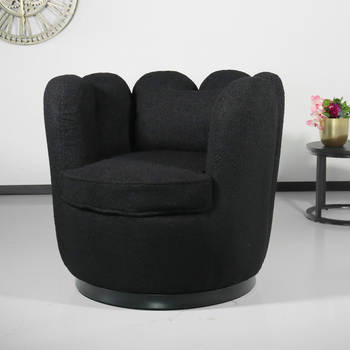 Fauteuil Daphne teddy zwart draaibare fauteuil