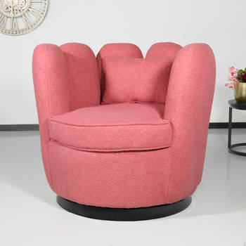 Fauteuil Daphne teddy oud roze draaibare fauteuil