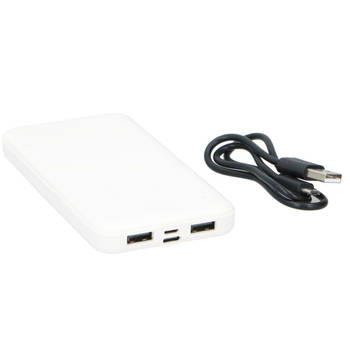 Grundig Powerbank 10000 mAh - Micro USB/ USB C - 2 USB Poorten - Incl. Kabel - Wit