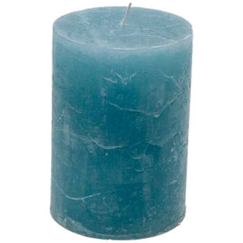 Branded by kaarsen pillar ø7cm x 10cm light blue set van 6
