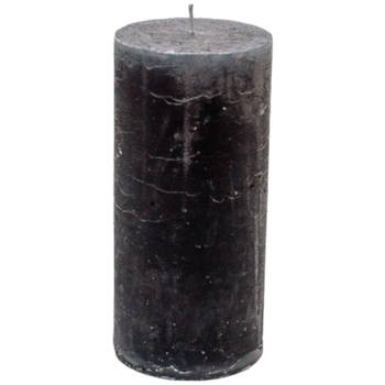Branded by kaarsen pillar ø7cm x 15cm dark grey set van 6