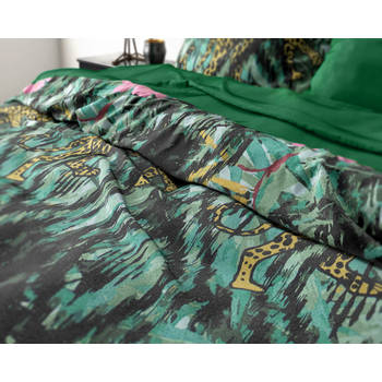 Sleeptime Velvet Botanical forest Dekbedovertrek - 240x200/220 + 2 kussenslopen 60x70 - Groen - Lits-Jumeaux