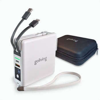 Goliving 4 in 1 Powerbank Stekker - 10000 mAh - 22.5W - PD+QC USB C & USB A - Battery Display - iPhone & Samsung - Wit
