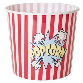 Gerimport Popcorn bak - rood/wit - kunststof - D24 - 9 liter - herbruikbaar - Snack en tapasschalen