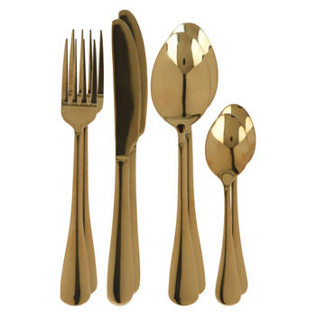 Excellent Houseware Bestekset Tableware Collection - 32-delig - goud - RVS - 8 personen - Besteksets