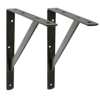 AMIG Plankdrager/planksteun van metaal - 2x - gelakt zwart - H500 x B325 mm - Tot 185 kg - Plankdragers