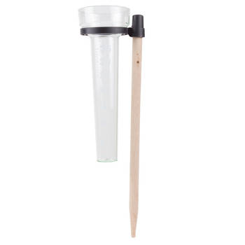 Benson Regenmeter/neerslagmeter - glas op een stok - kunststof/hout - 36 cm - Regenmeters