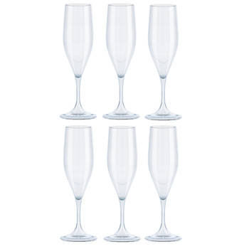 Juypal Champagneglas - 6x - transparant - kunststof - 150 ml - herbruikbaar - Champagneglazen