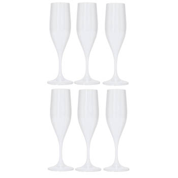 Juypal Champagneglas - 12x - wit - kunststof - 150 ml - herbruikbaar - Champagneglazen