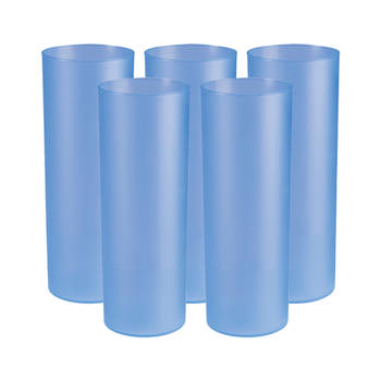 Juypal longdrink glas - 12x - blauw - kunststof - 330 ml - herbruikbaar - Drinkglazen