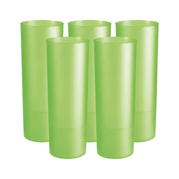 Juypal longdrink glas - 12x - groen - kunststof - 330 ml - herbruikbaar - Drinkglazen
