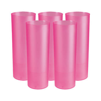 Juypal longdrink glas - 12x - roze - kunststof - 330 ml - herbruikbaar - Drinkglazen