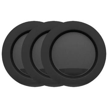 Juypal Bordenset - 12x - zwart - kunststof - D22 cm - herbruikbaar - BPA-vrij - Bordjes